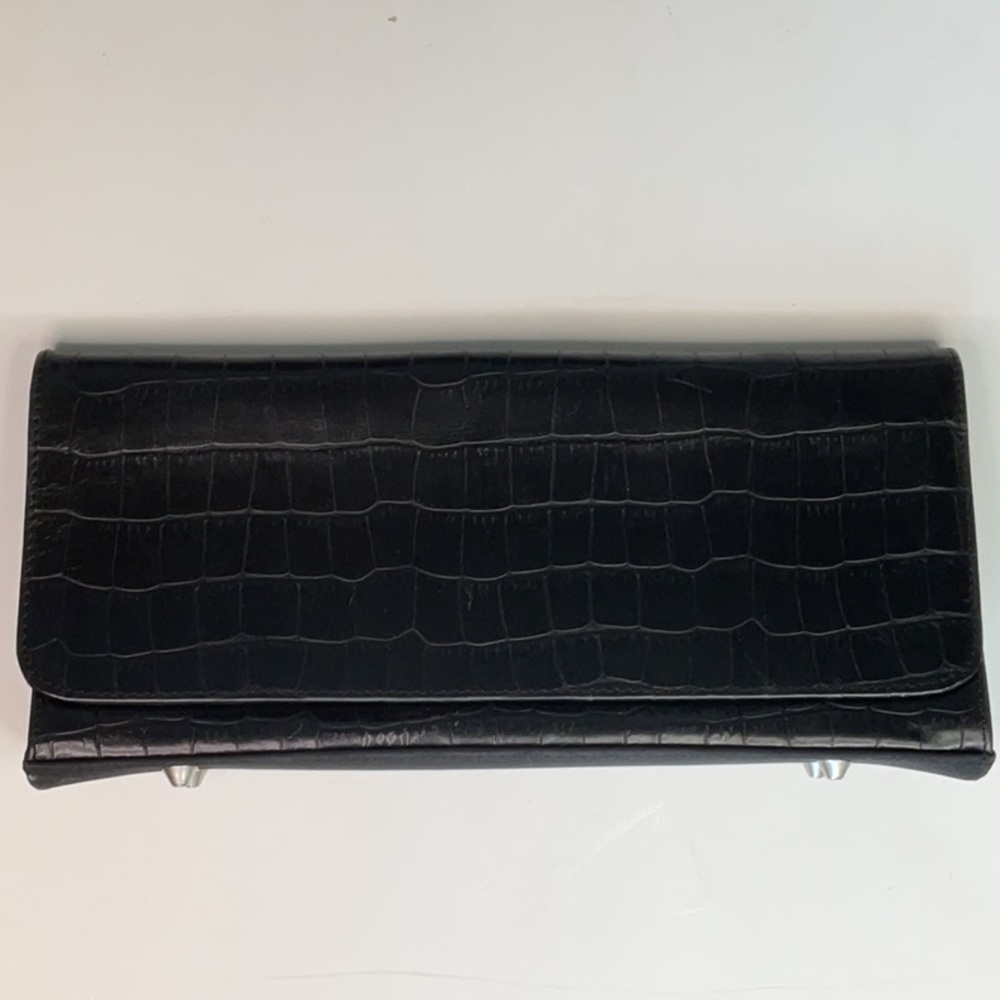 Me Too Black Crocodile Embossed Clutch